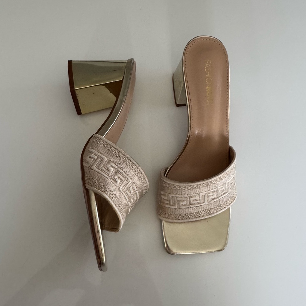 Gold Heel Mules
